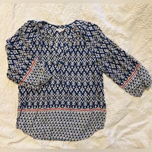 beachlunchlounge Navy and White Geometric Blouse